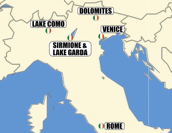 Itinerary map-The Italian North: Lakes, Peaks and Perfection